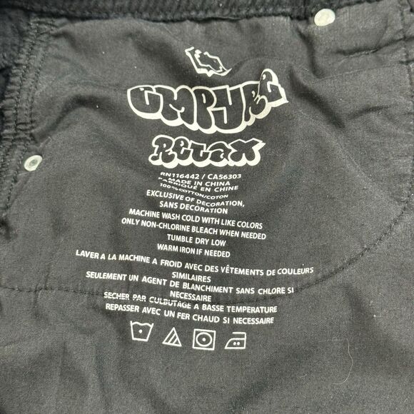 Empyre Black Relaxed Fit Baggy Skate Corduroy Pants Size 30x28 Black Grunge Y2k - Picture 5 of 7